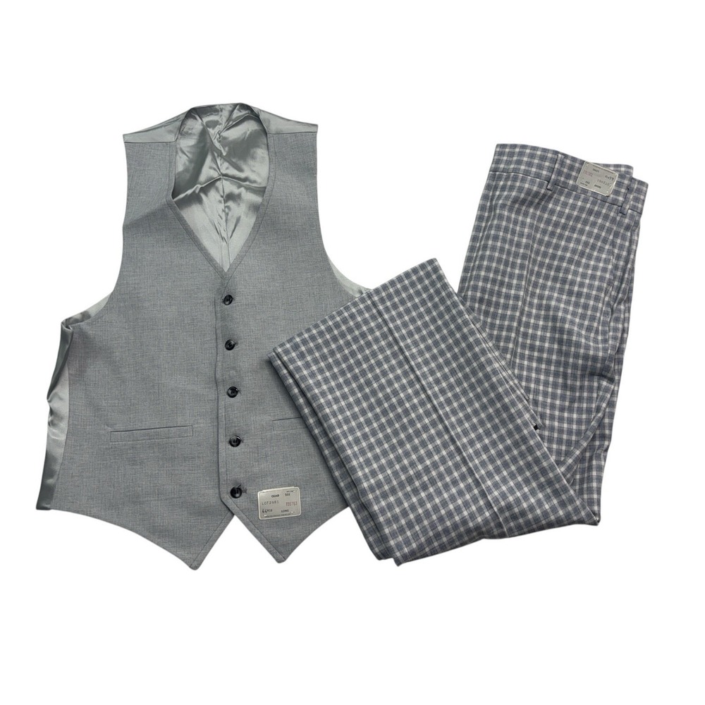 NEW 70s Deadstock 42L 36 Unhemmed Reversible Vest Pant‎ Suit Knit Flare Retro
